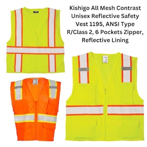 Customized Kishigo All Mesh Contrast Unisex Reflective Safety Vest 1195 | Company Logo Safety Vest | Hi Vis Logo Vest