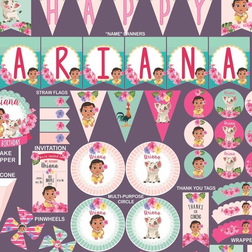 Baby Moana Party Supplies Moana Birthday First Birthday - Etsy