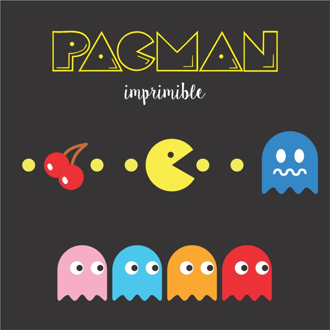 Pacman printable birthday decoration.Pacman bithday banner. - Etsy España