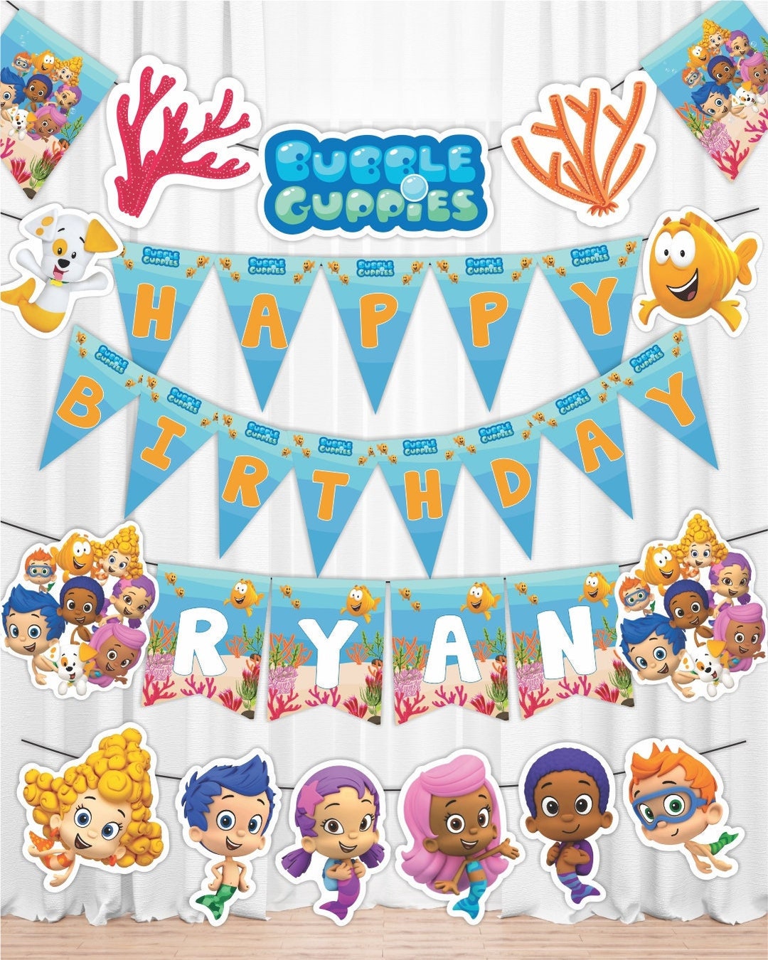 Bubble Guppies Happy Birthday Printable Banners. Bubble Etsy Australia