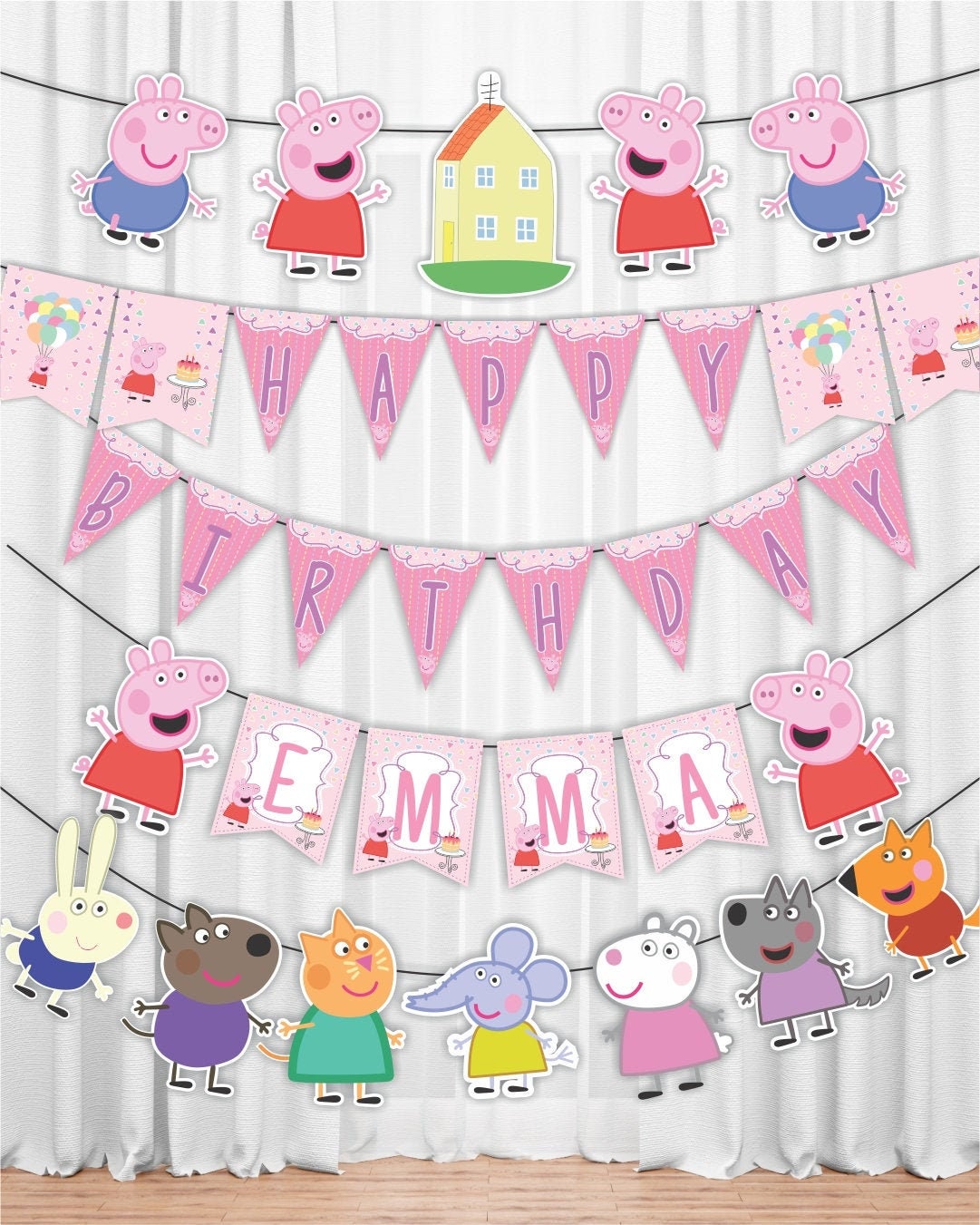 Peppa Pig Printable Birthday Banner.peppa Pig Printable - Etsy Singapore