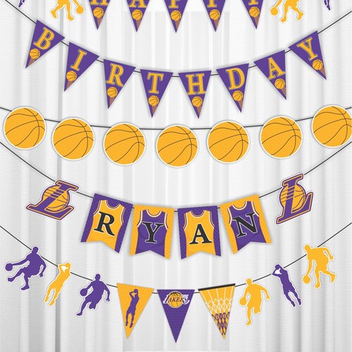 Lakers Printable Birthday Decorations.lakers Party Etsy