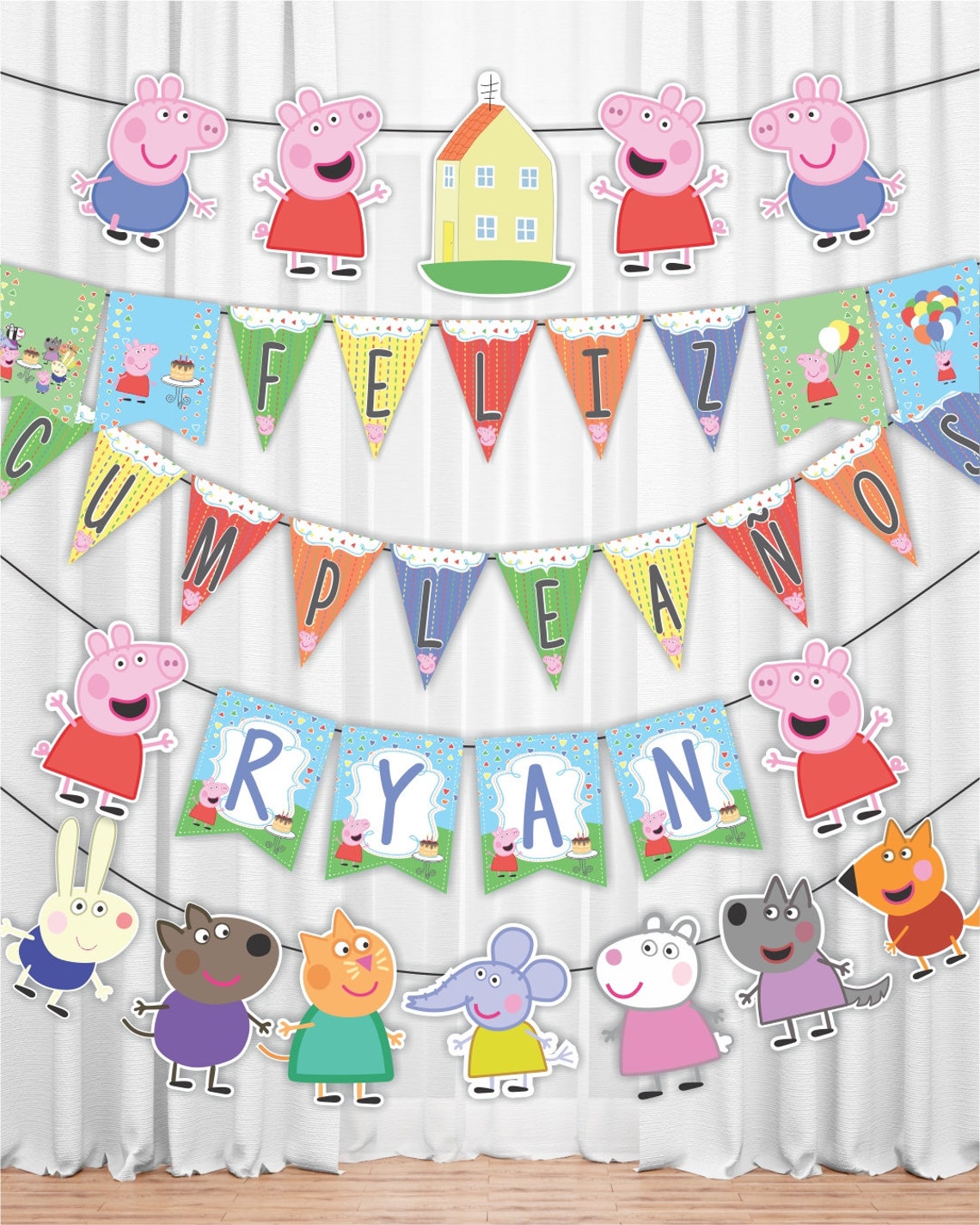 Peppa pig printable birthday banner. Peppa pig party - Etsy 日本
