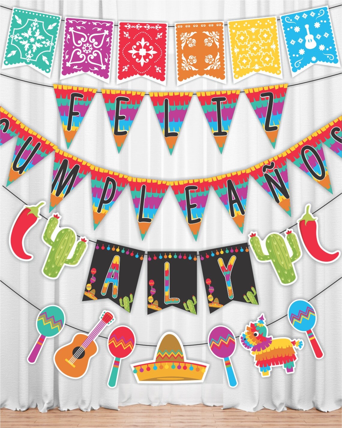 Mexican party Happy Birthday Printable Banner. Mexican - Etsy España