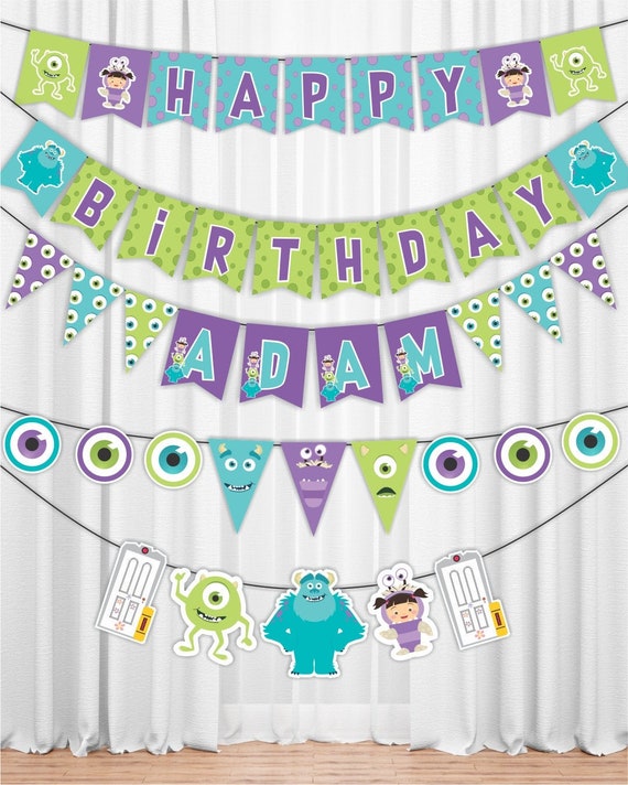 Monsters Inc Happy Birthday Printable Banner with the | Etsy