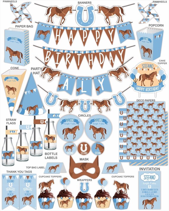 Horse Printable Birthday Party Decoration. Printable File | Etsy