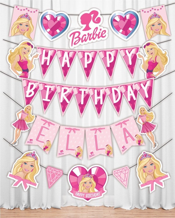 Barbie Happy Birthday Printable Banner. Barbie Birthday - Etsy