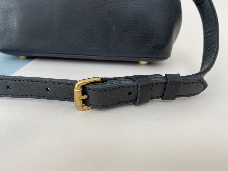 Black Leather Doctors Crossbody Handbag Minimalist Handmade image 10