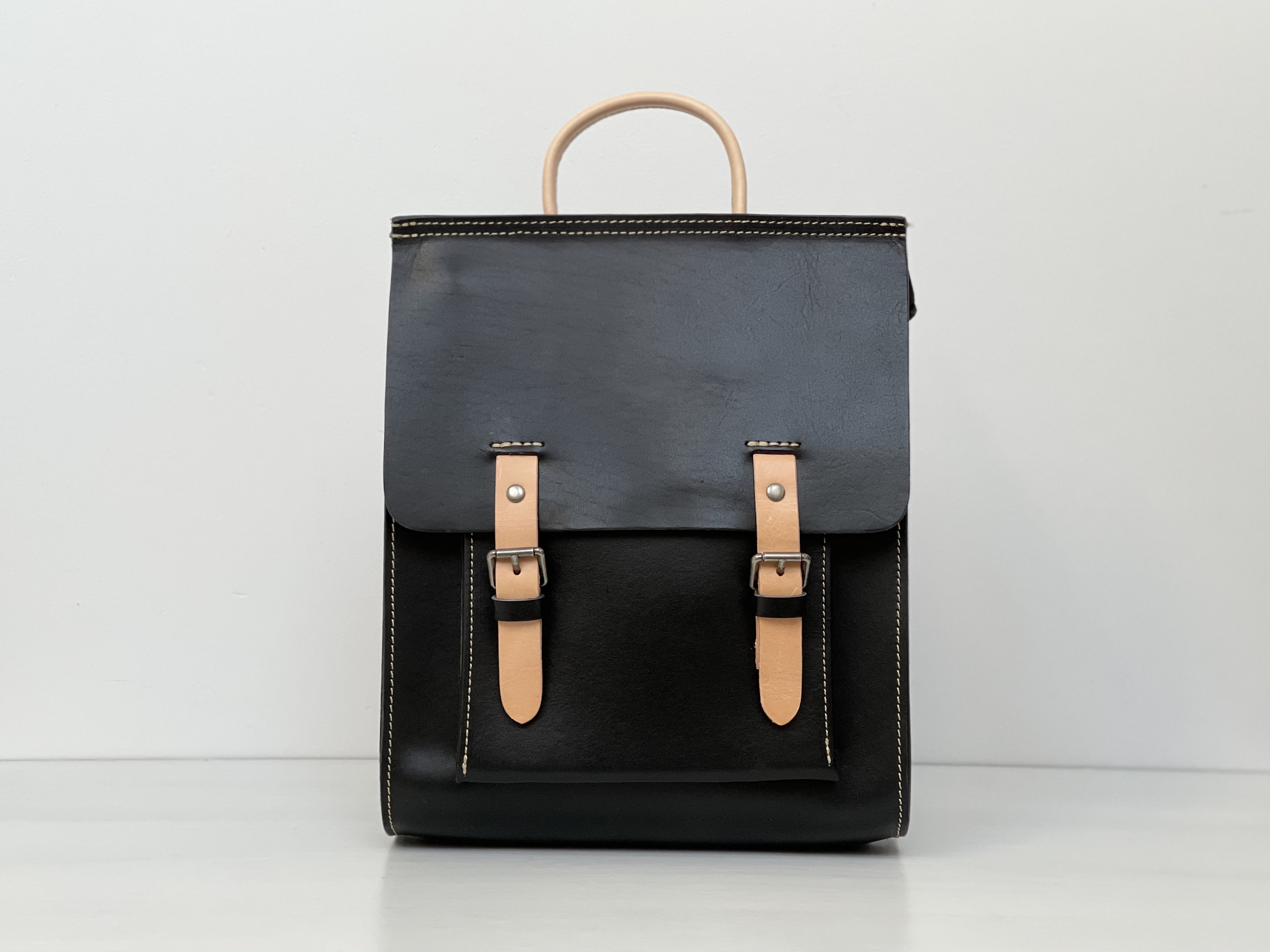 Personalised minimalist leather backpack handmade vegetable Etsy