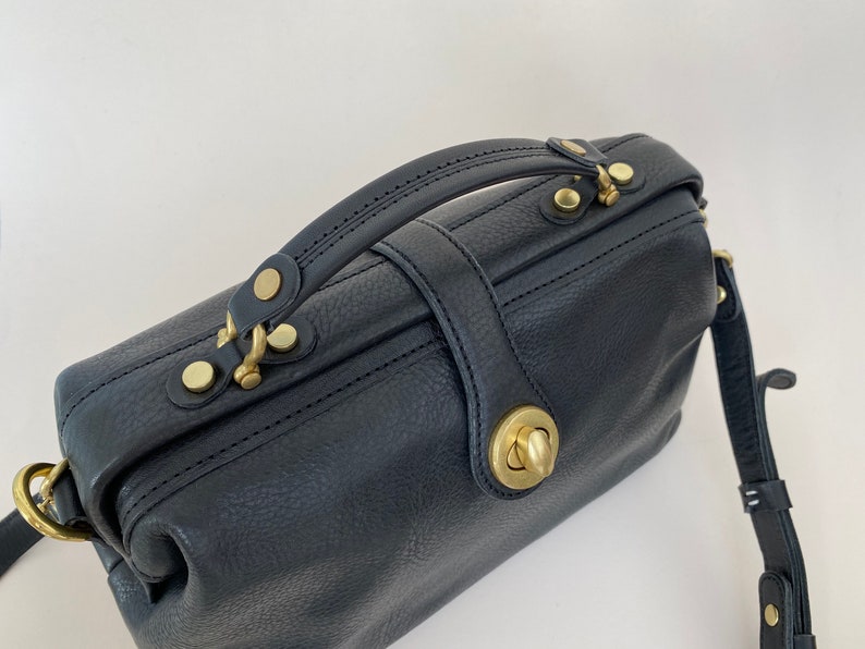 Black Leather Doctors Crossbody Handbag Personalised | Etsy