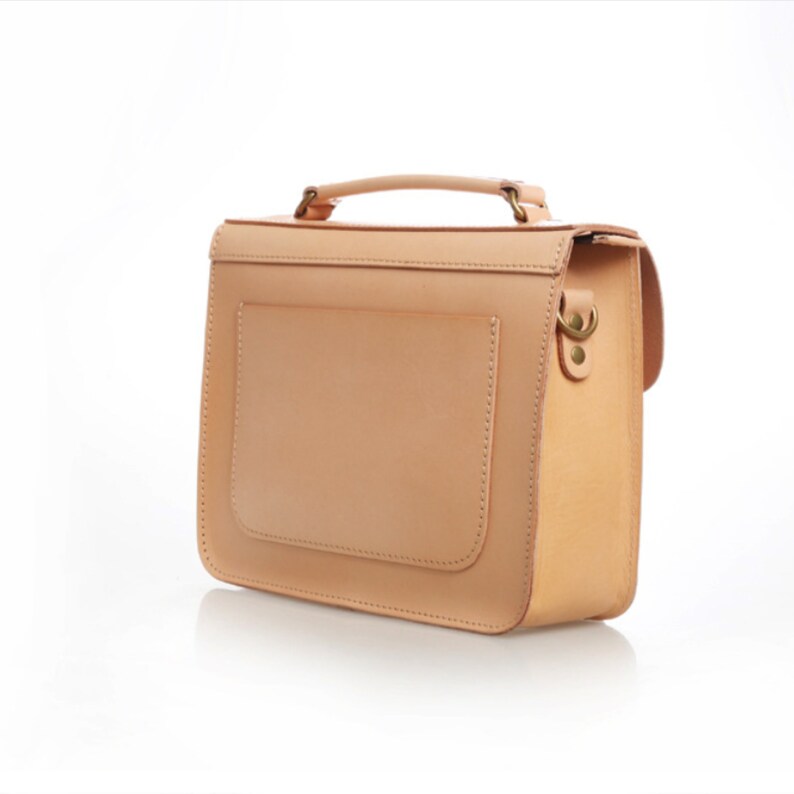 Handmade Classic Leather Satchel Small Briefcase Crossbody Bag