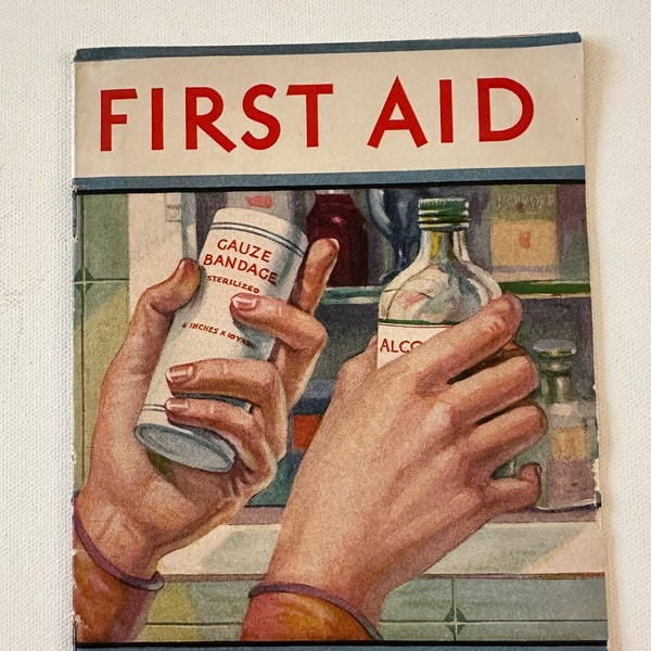 Vintage FIRST AID Booklet - Medical Ephemera - FUN Graphics & Fonts - Junk Journaling - Collage - Mixed Media and More