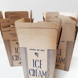2 Vintage 1940s Ice Cream Cartons - New Old Stock - Blue and White Quart Size - Ephemera for Crafting & Creating!