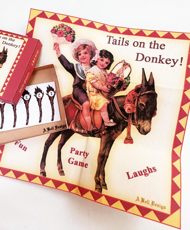 Little Vintage PIN the TAIL on the DONKEY Game - Doll Size Toy - Unused
