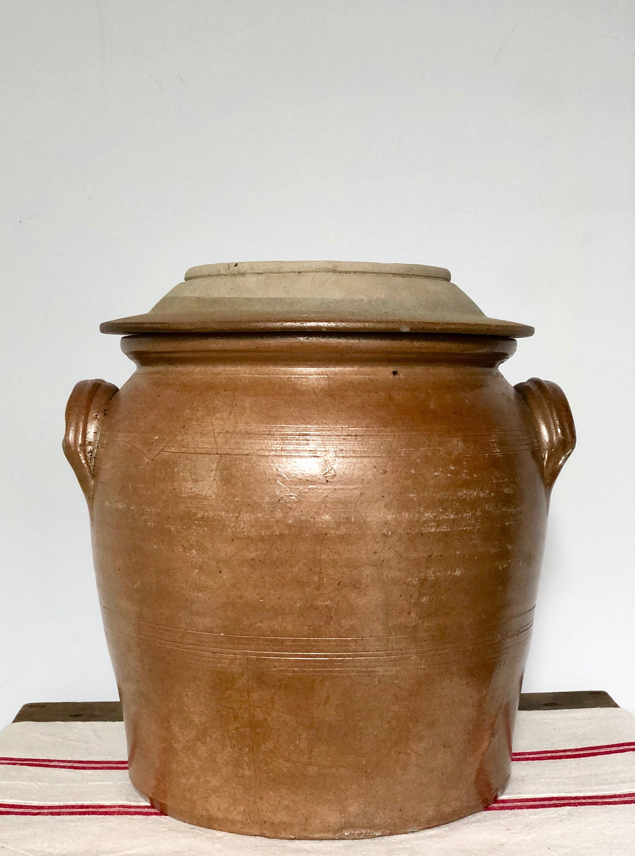 French Salt Glazed Confit Pot with Lid Etsy