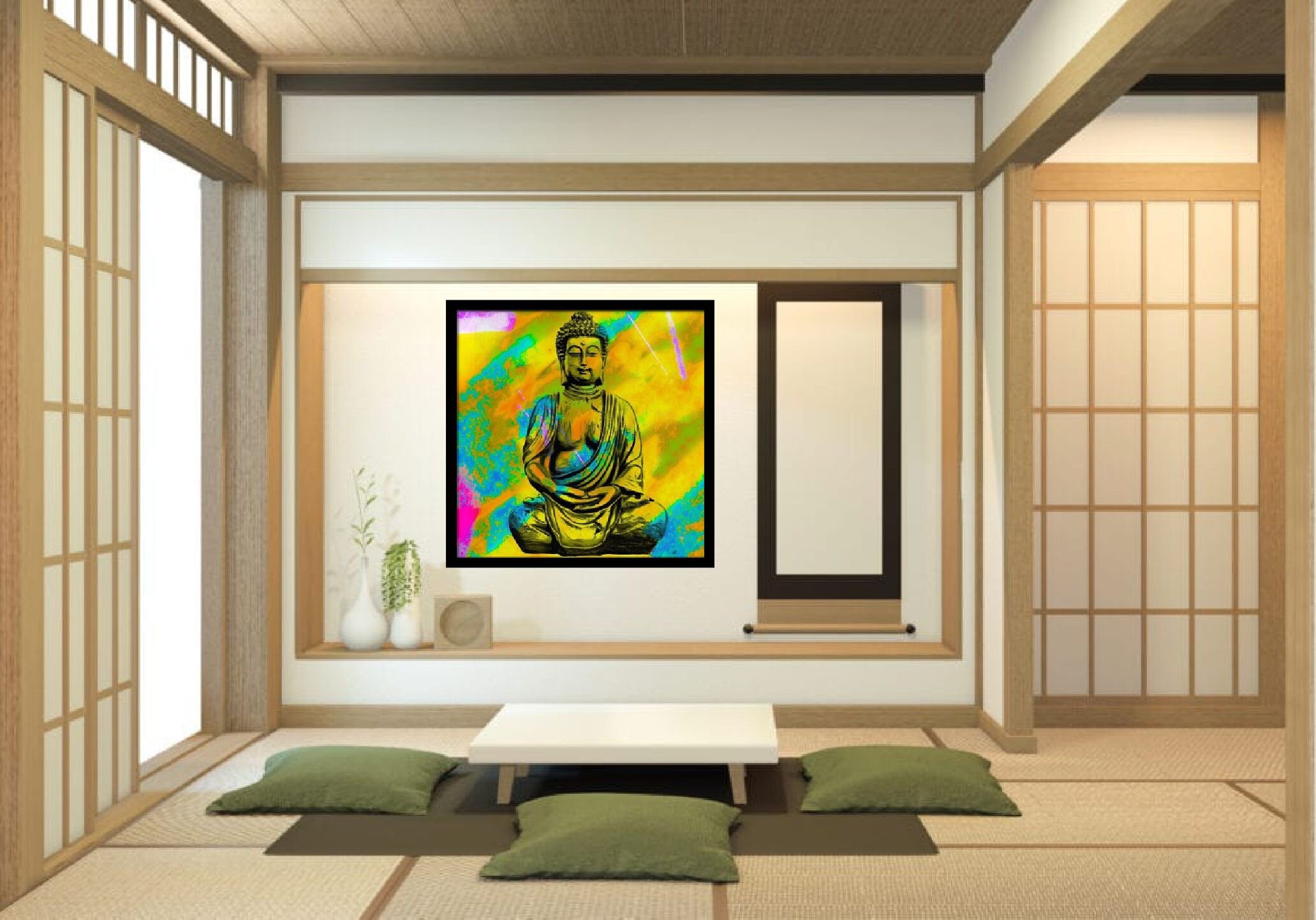 Zen Wall Art Buddha Statue Spiritual Art Metaphysical Art Etsy