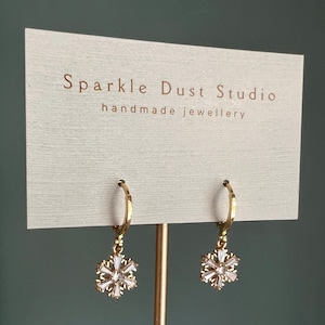 18k Gold Plated Snowflake Huggie Earrings: Christmas Gift