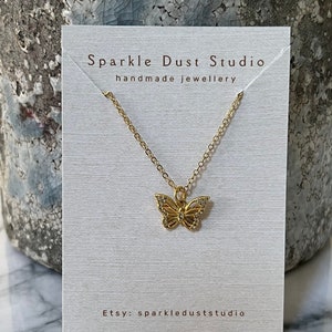 18k Gold Plated Butterfly Necklace • Birthday Jewellery Gift