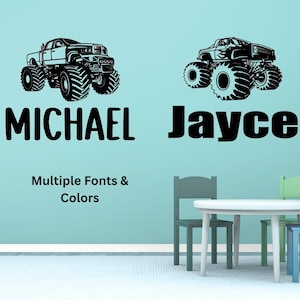 Monster Truck Wall Decal, Truck Wall Decal, Personalized Name Truck, Personalized Truck Sticker, Monster Trucks, Boys Room Decal, Boy Room