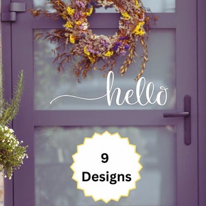Hello Front Door, Hello Door Decal, Hello Sticker, Hello Sign, Hello Front Door Sign, Fall Hello Sign, Fall Front Door Decor, Hello Decor