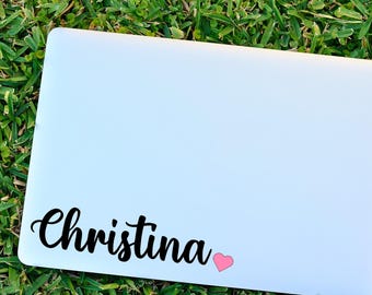 Name with Heart Vinyl Decal, Name Car Decal, Name Tumbler Decal, Name Laptop Decal, Personalized Name Decal, Water Bottle Name Sticker