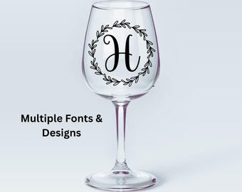 Custom Monogram Vinyl Decal/Sticker for Wine Tumbler Cup Mug Phone Glassware, Custom Initial, Custom Letter, Custom Wedding Monogram