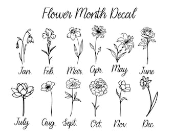 Birth Month Flower Decal, Flower Birth Month, Flower Sticker, Birth Month, Gifts for Mom, Floral Car Decal, Mother&#39;s Day Gift, Rose Decal
