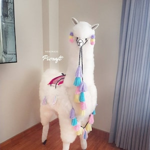 Big llama toy - Big teddy - stuffed animal- real size teddy - birthday party -nursery - child's room - alpaca toy- big Alpaca teddy-handmade