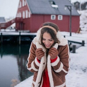 made in the U.S.A. Real Dark Brown Shearling Lamb  Fur Earmuffs New 