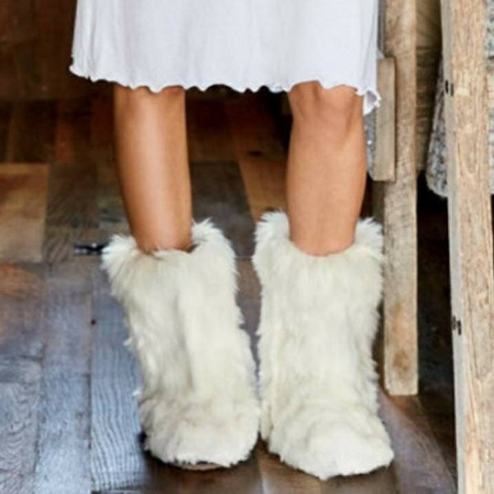 Furry boots deals white