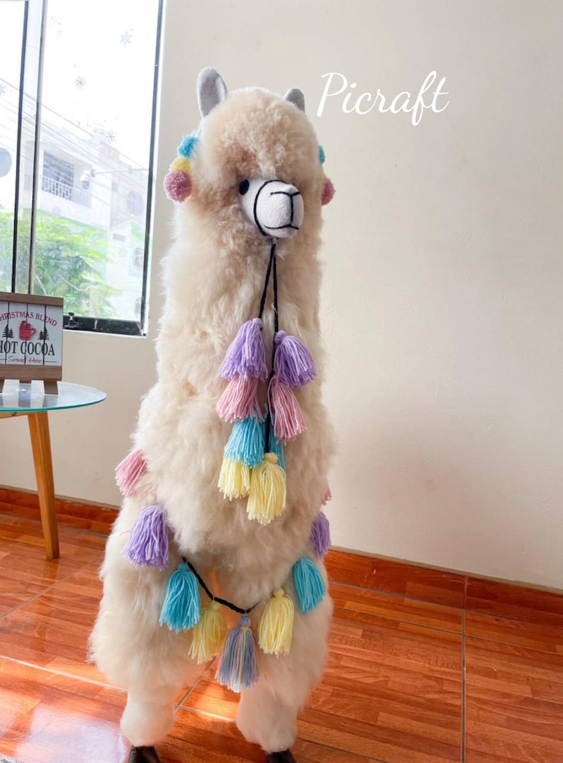 Big llama toy Big teddy stuffed animal real size teddy birthday party nursery child's room alpaca toy big Alpaca teddy-handmade image 4