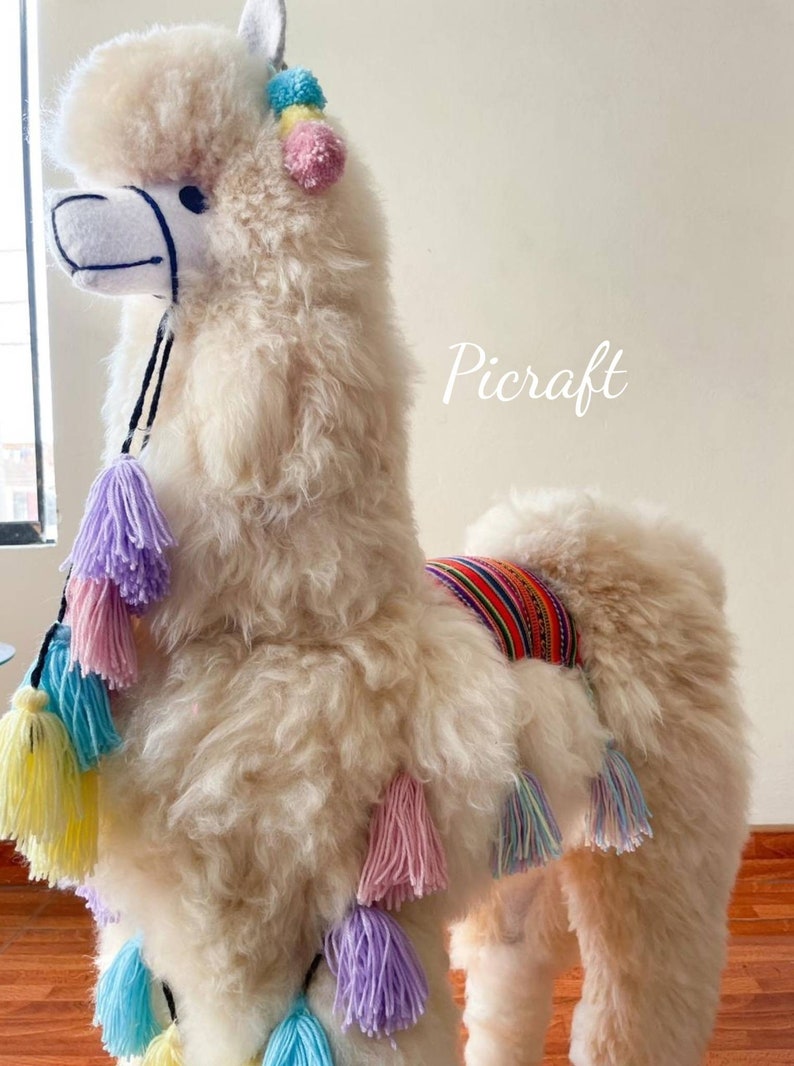 Big llama toy Big teddy stuffed animal real size teddy birthday party nursery child's room alpaca toy big Alpaca teddy-handmade image 2