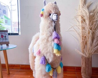 Big llama toy - Big teddy - stuffed animal- real size teddy - birthday party -nursery - child's room - alpaca toy- big Alpaca teddy-handmade