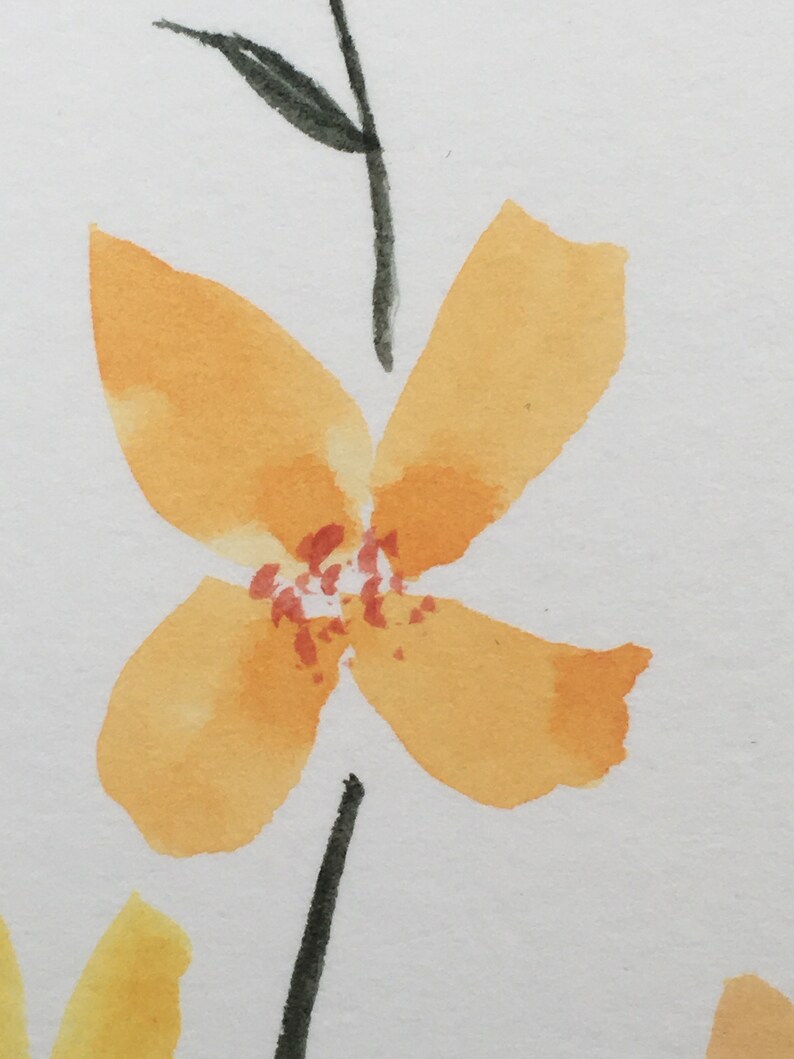 wall painting Original painting wall art Wild Flower Watercolour Art Orange Yellow nursery art home decor