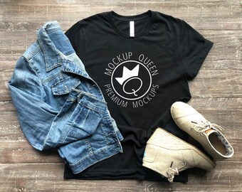 Gildan 5000 Black T Shirt Mockup W Jeans And Shoes Digital Etsy