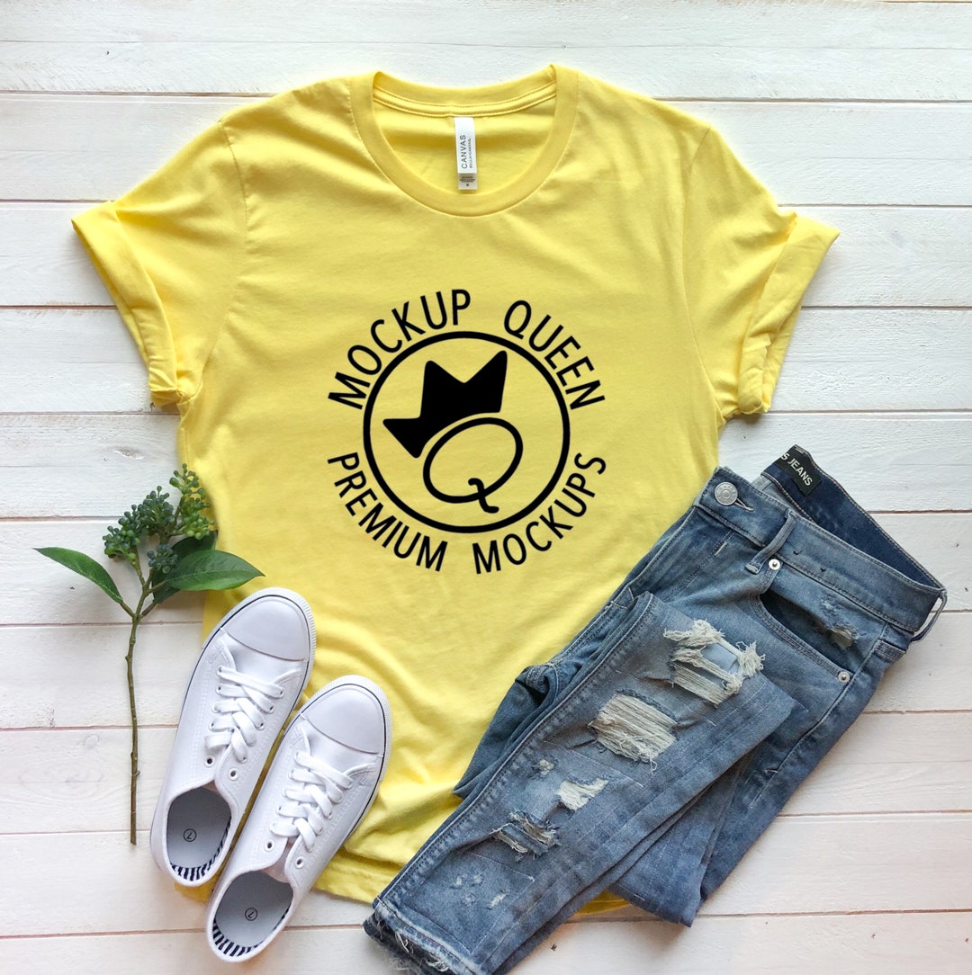 Bella Canvas 3001 Yellow T- Shirt Mockup - Spring Mockup - DIGITAL ...