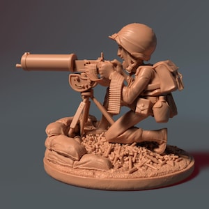 US Stylized Machine Gunner USMC Soldier | 3D model stl Print | Digital File Download for 3D printing