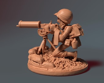 US Stylized Machine Gunner USMC Soldier | 3D model stl Print | Digital File Download for 3D printing