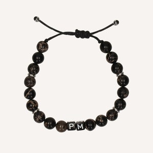 Pulsera con inicial para hombre, pulsera con cuentas para hombre, pulsera de jaspe para hombre, pulsera con letras para hombre, pulsera personalizada, pulsera con nombre, regalo para él