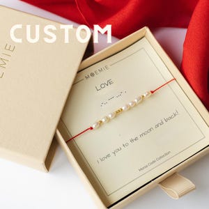 Bracciale codice Morse donna, Bracciale codice Morse personalizzato, Gioielli con biglietto di auguri, Gioielli personalizzati, Bracciale personalizzato, Bracciale personalizzato con perle