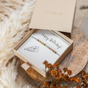 Verjaardagsarmband, fijne verjaardag, verjaardagscadeau, cadeau voor haar, cadeau voor haar, beste vriend, sierlijke armband, cadeau-armband, vriendschapscadeau, kaart