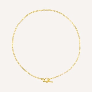 Toggle necklace gold, 24k gold toggle clasp choker, T bar necklace, Gift for her, Paper clip gold chain necklace, Minimalist Toggle necklace