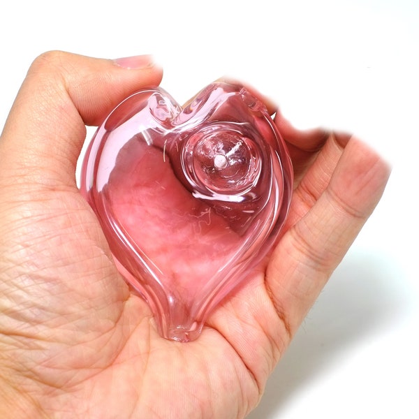 3"Handcrafted Pink Heart Pipe inspired Borosilicate pipe Smoking Utensil Herbal Handheld Device