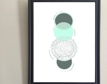 Abstract Digital Print, Abstract Art, Abstract circles, teal art, Turquoise art, Wall Art, Printable Wall Art