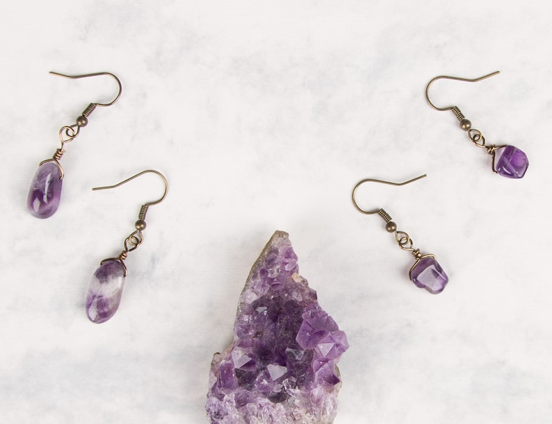 gemstone jewelry gemstone earring Amethyst dangle earring Small Amethyst Earring small earring purple earring