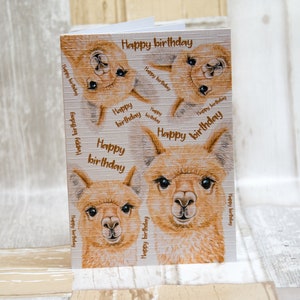 Alpaca birthday card, fluffy ears, A6 Greetings Card