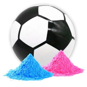 TriangleDeco Ballon révélateur de Genre Kit Complet 6 en 1 pour fête  Naissance avec 1 Ballon de Foot 2 Paquets de Poudre Colorée et 2 Paquets de