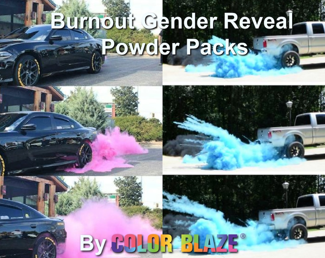 Color Blaze Gender Reveal Holi Powder Black Out 2 Pounds Total & Tape  Included Baby Boy/girl, for Exhaust, Burnout, Trucks, Motorcycle 