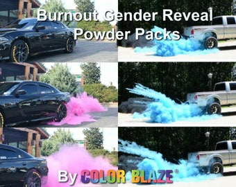 Color Blaze Gender Reveal Holi Powder - Black Out 2 Pounds Total & Tape Included - Baby Boy/Girl, for Exhaust, Burnout, Trucks, Motorcycle