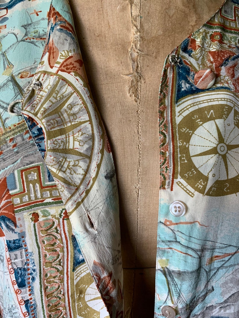 Vintage 90\u2019S Silk Nautical Print Blouse